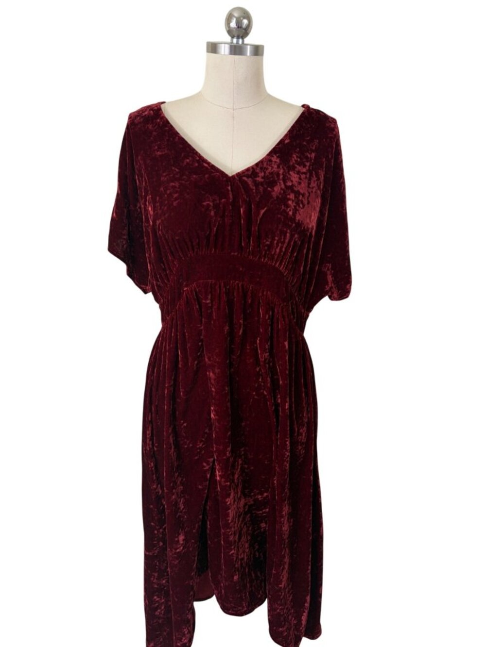 Cabi Crushed Velvet Tribute Midi Dress Medium Wine Red 3696 Whimsigoth Poetic